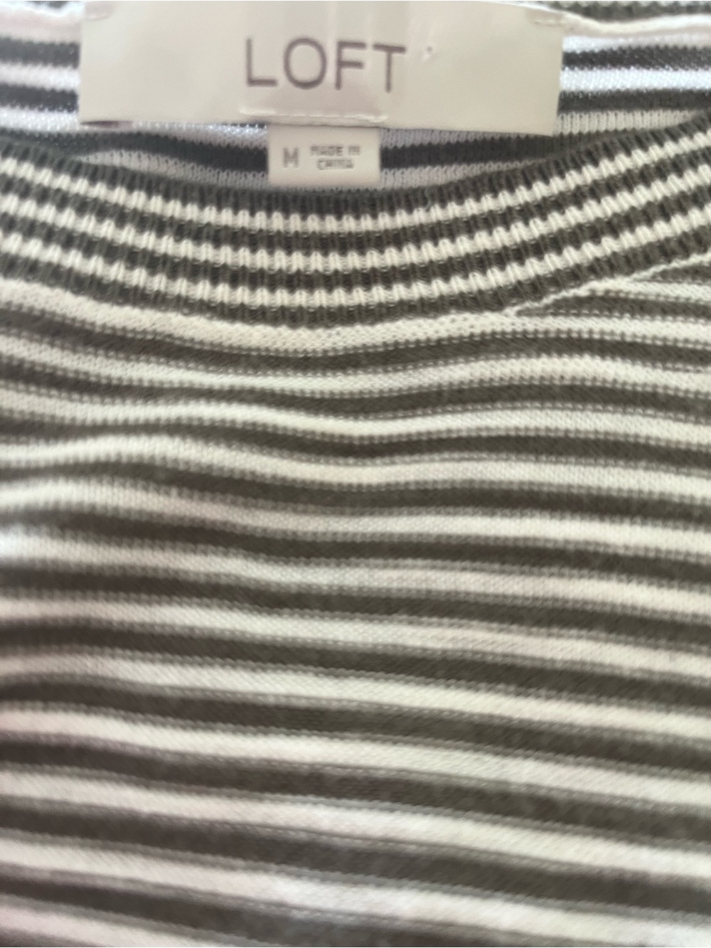 LOFT Gray and White Striped Crewneck Knit - Picture 4 of 4